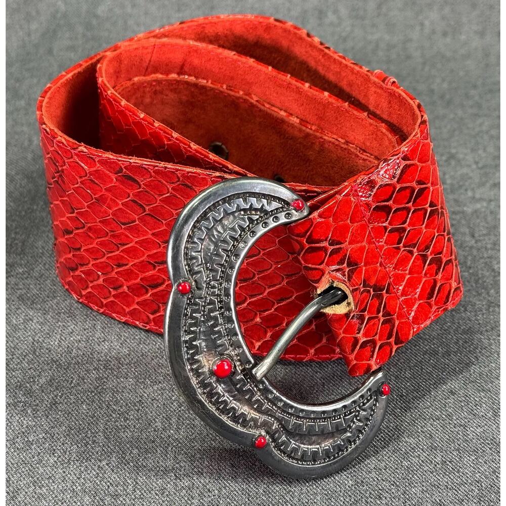 Genuine Red Snake Skin Leather Belt